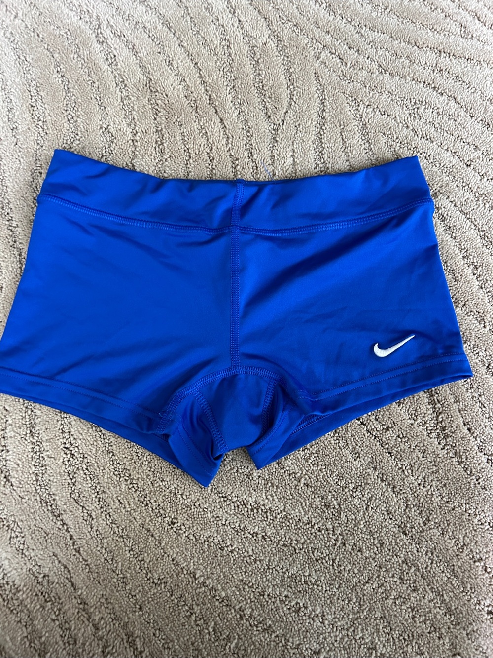 Nike Women's Blue Performance Bike Shorts with White Swoosh